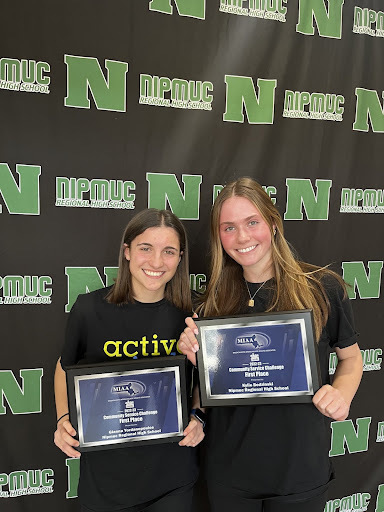 active minds Gianna Yordanopoulos, left, and Kylie Bodzinski were selected as winners of the 2022-2023 Massachusetts Interscholastic Athletic Association Community Service Challenge.