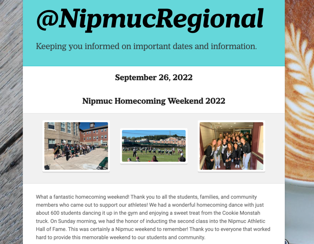 Nipmuc Newsletter - September 26, 2022