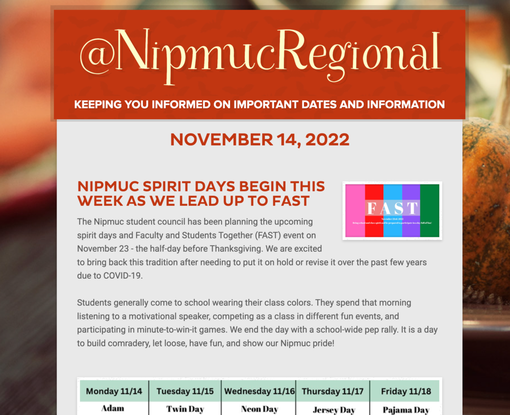 Nipmuc Newsletter - November 14, 2022